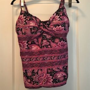 Croft & Barrow pink patterned tankini size 16